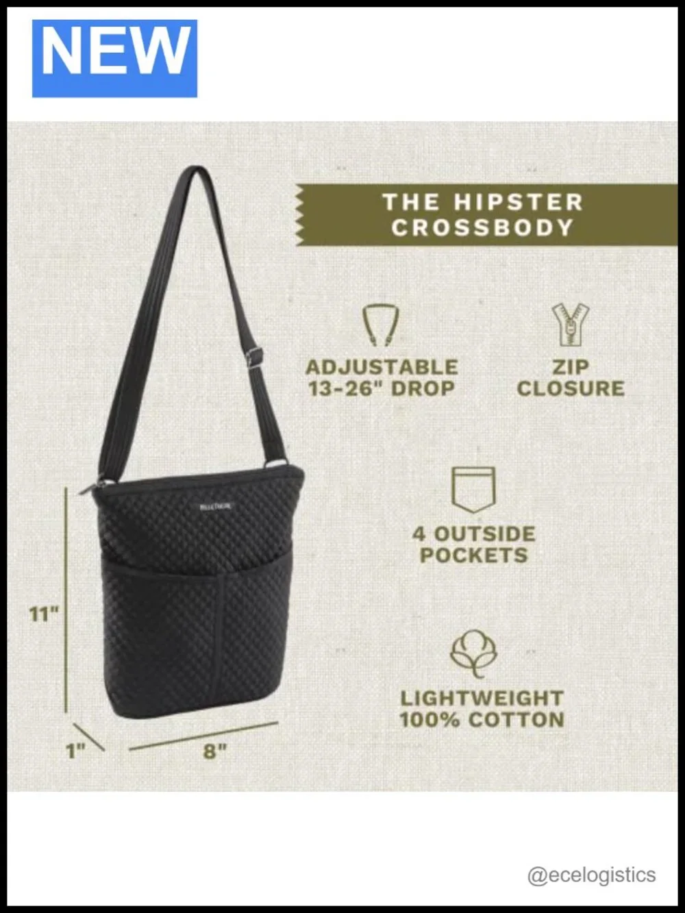 Quilted Microfiber Crossbody Handbag with Adjustable Strap for Women